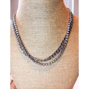 NEW FAME ACCESSORIES women's layered rhinestone chain link necklace in silver